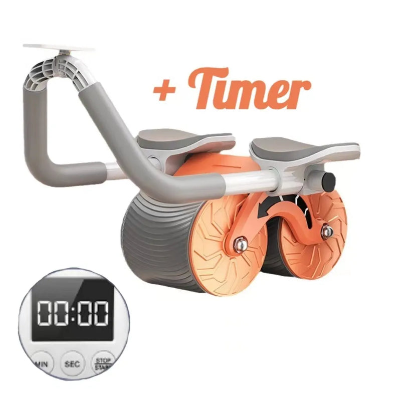 Rolo abdominal automático com timer e suporte para celular + 1 plano de treino gratuito*